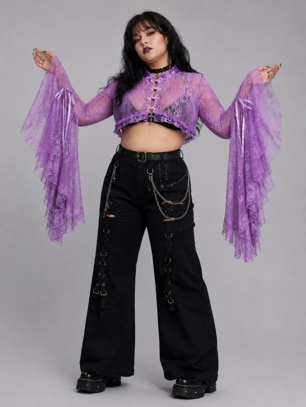 Widow XL Dusk Before Dawn Lace Shrug Purple Dolls Kill Goth Romantic Fairy NWT